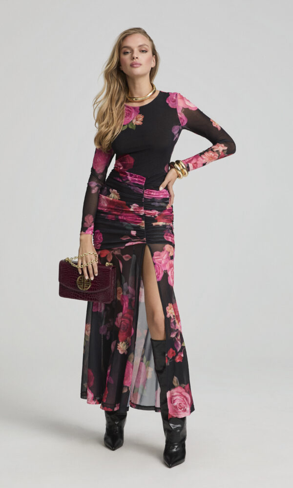 Vestido Largo Negro y Fucsia Pavlova