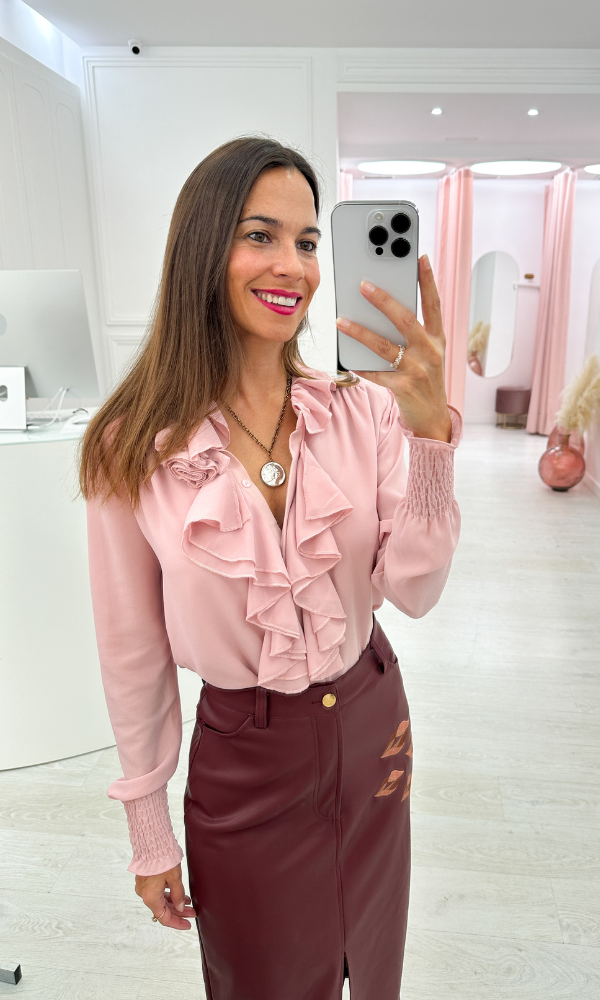 Blusa Rosa Chorreras