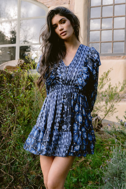 Vestido Mini Volantes Azul Dalia