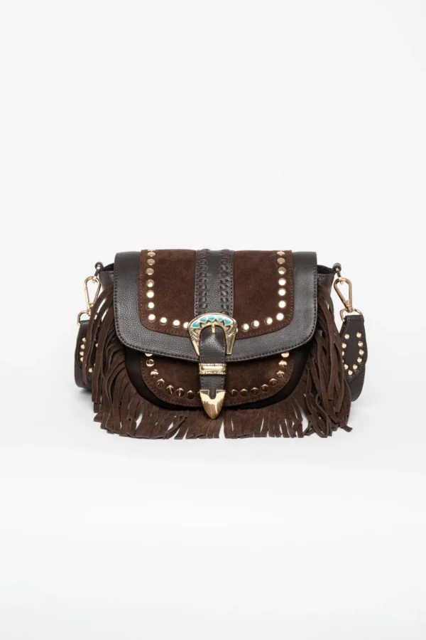 Bolso Bandolera de Cuero con Flecos - Imagen 2