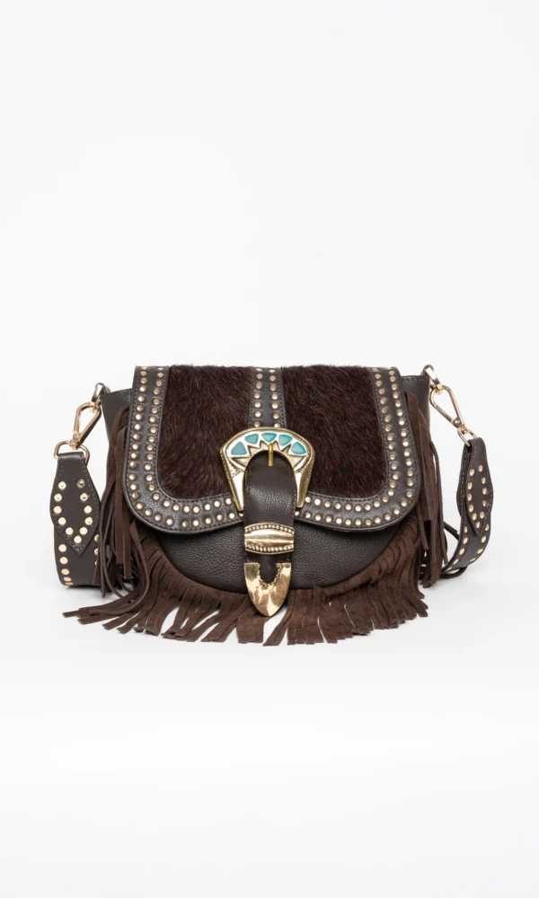 Bolso Bandolera de Cuero con Flecos