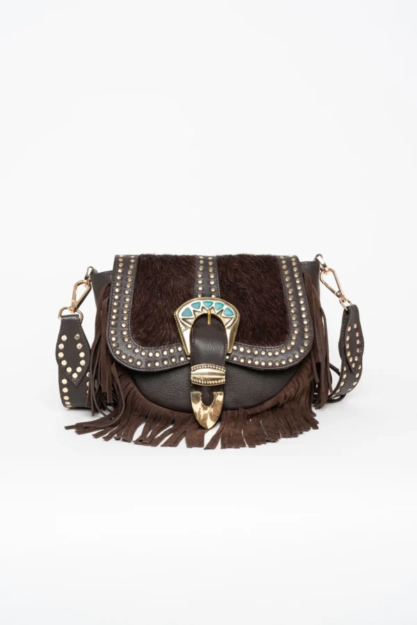Bolso Bandolera de Cuero con Flecos