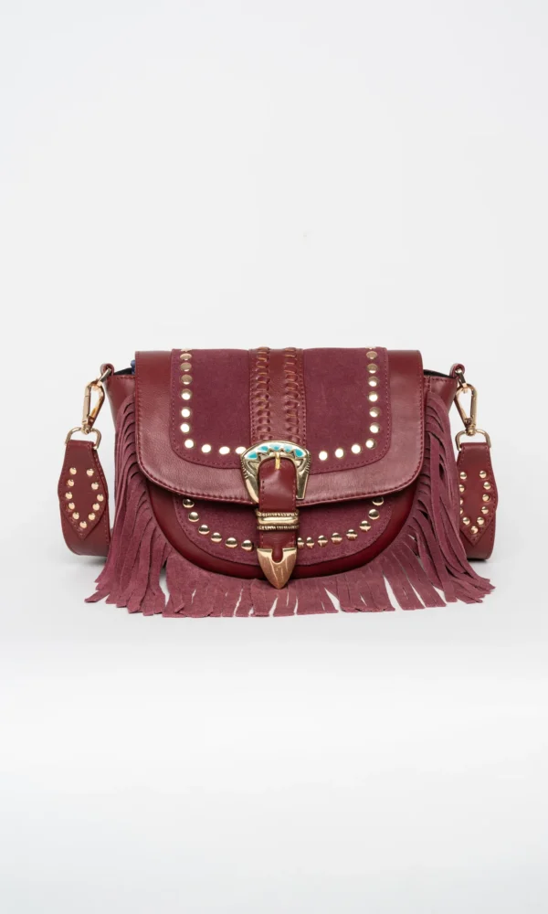Bolso Bandolera Granate con Flecos