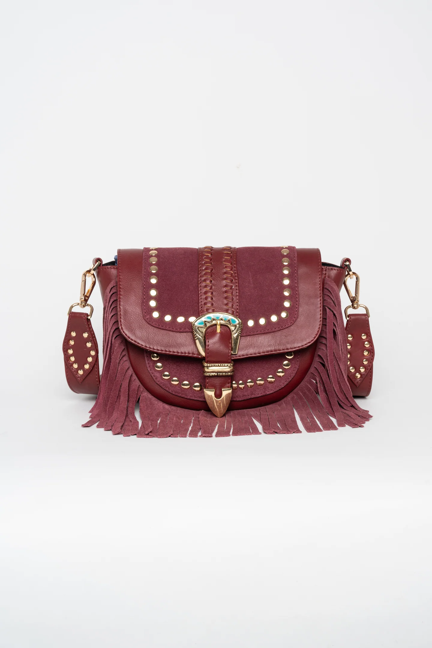 Bolso Bandolera Granate con Flecos