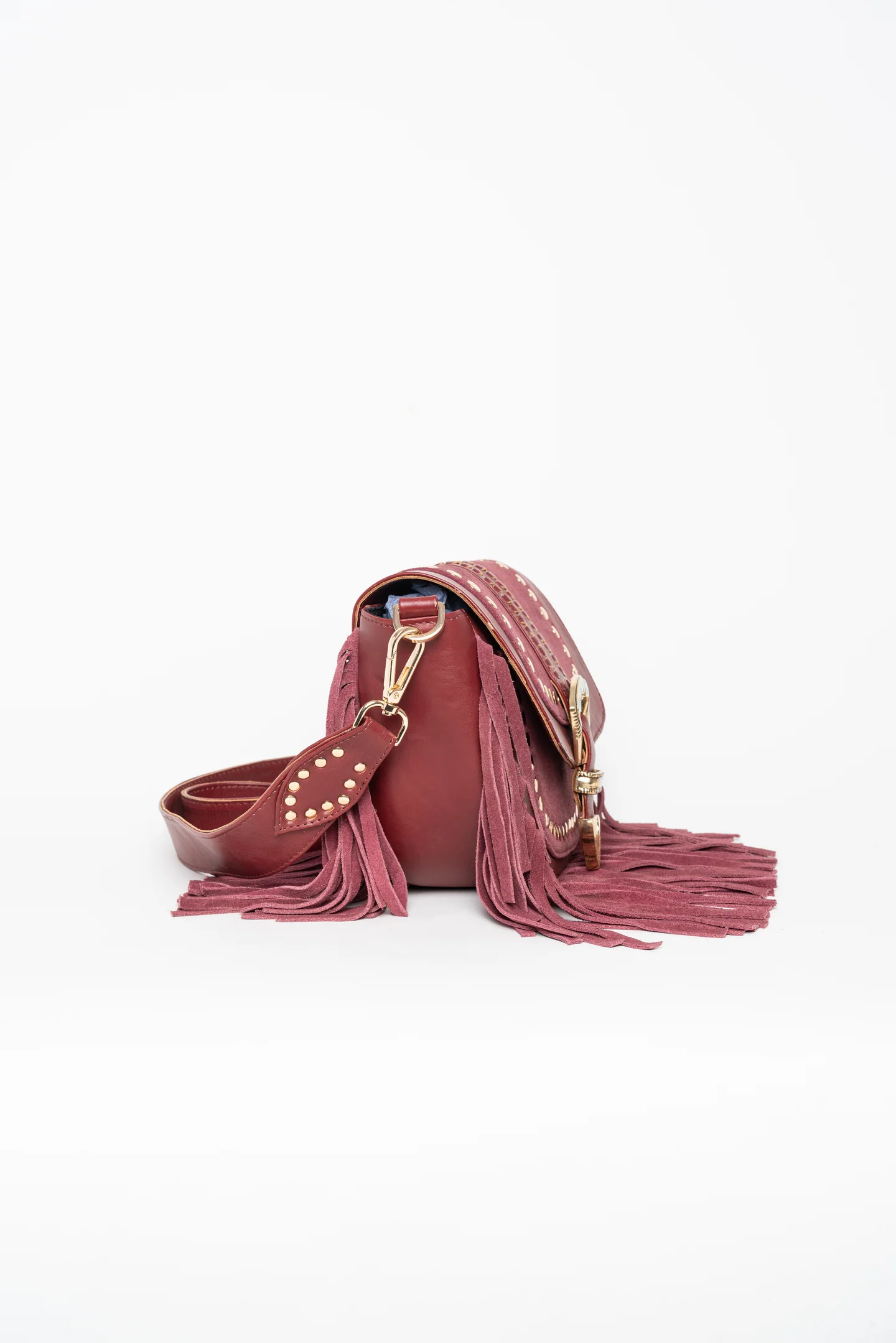 Bolso Bandolera Granate con Flecos - Imagen 3