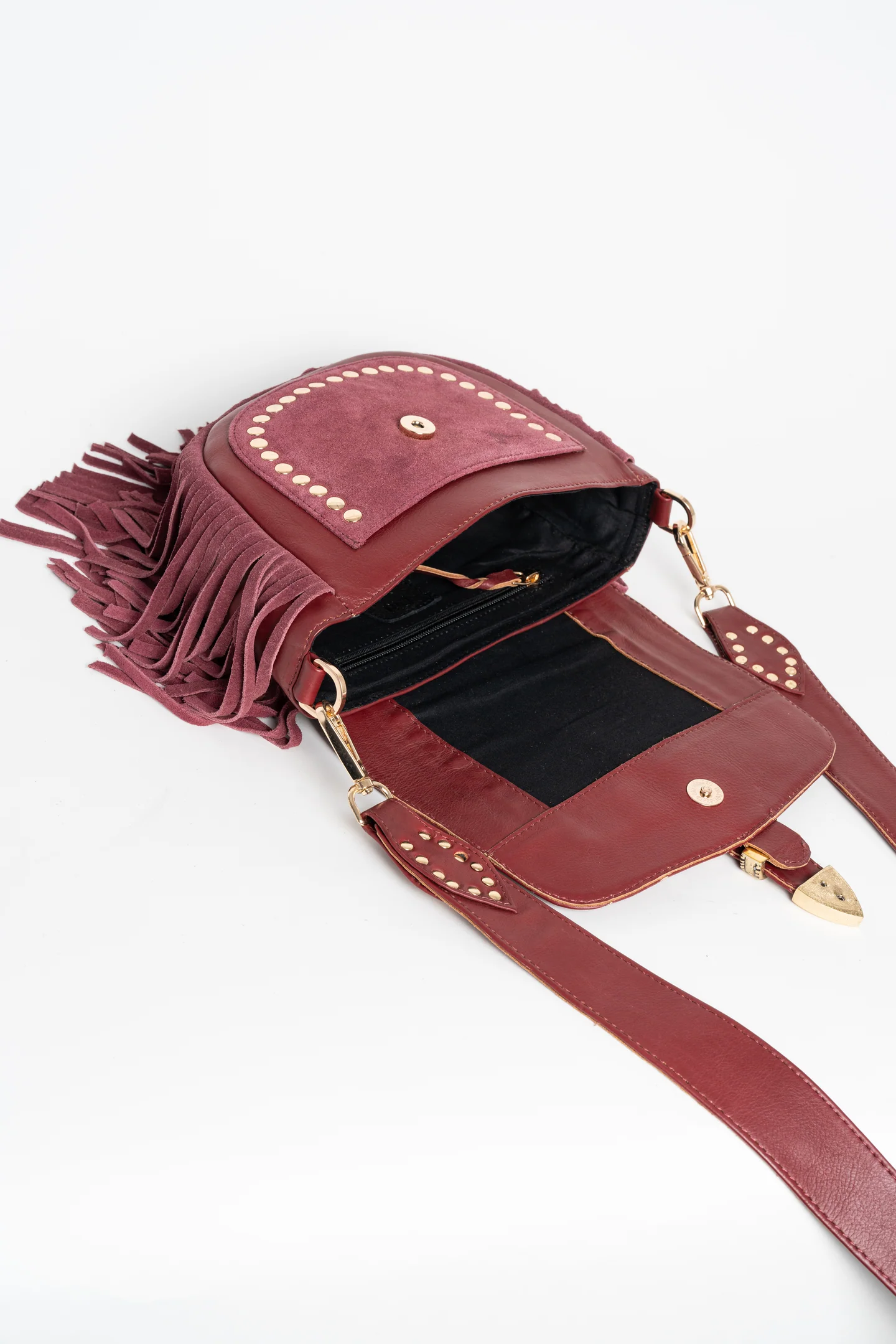 Bolso Bandolera Granate con Flecos - Imagen 5