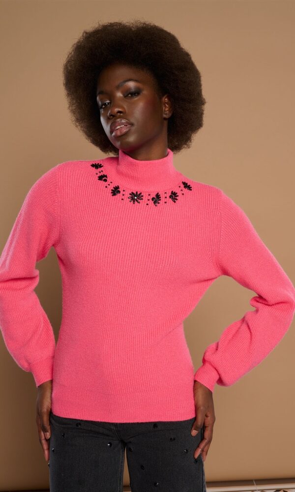 Jersey Rosalia Con Cuello Cisne Rosa