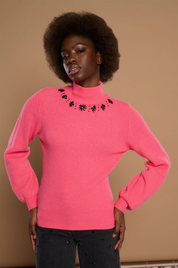 Jersey Rosalia Con Cuello Cisne Rosa