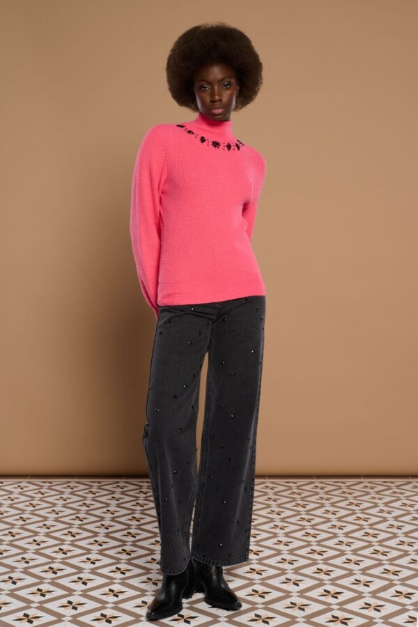 Jersey Rosalia Con Cuello Cisne Rosa - Imagen 2