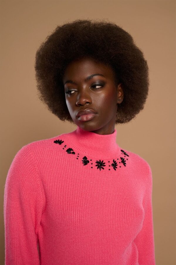 Jersey Rosalia Con Cuello Cisne Rosa - Imagen 3