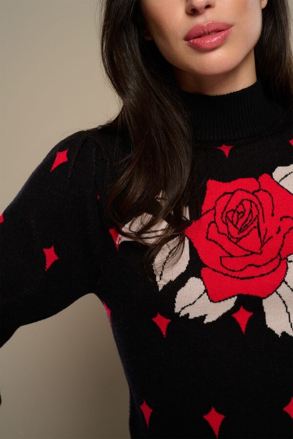 Vestido de Punto Negro con Rosas - Imagen 5