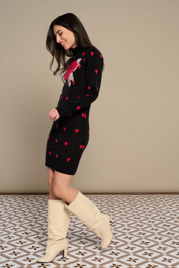 Vestido de Punto Negro con Rosas - Imagen 2