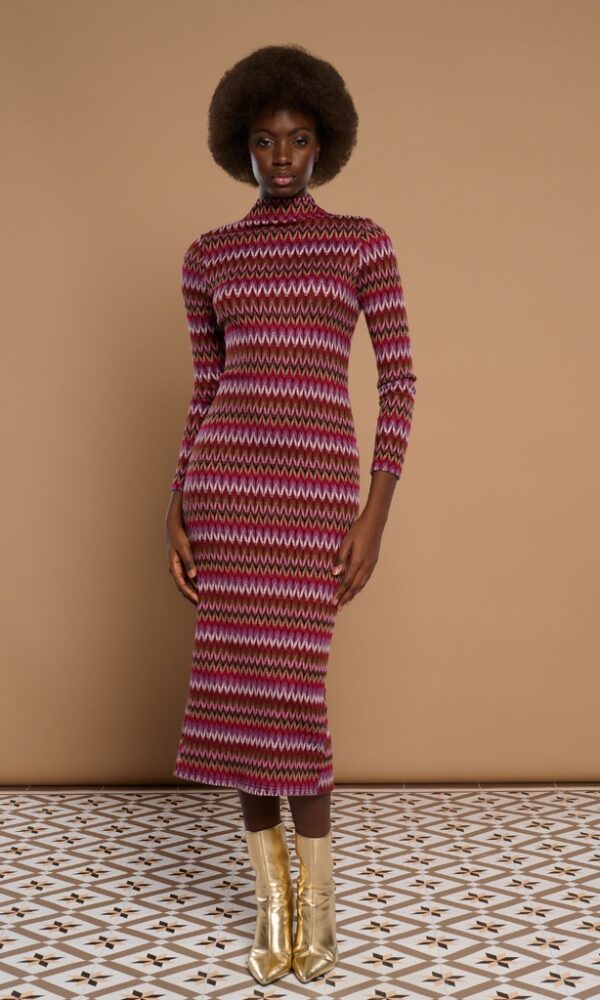 Vestido Midi de Punto Burdeos Roma