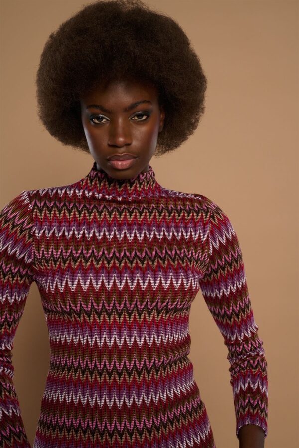 Vestido Midi de Punto Burdeos Roma - Imagen 4