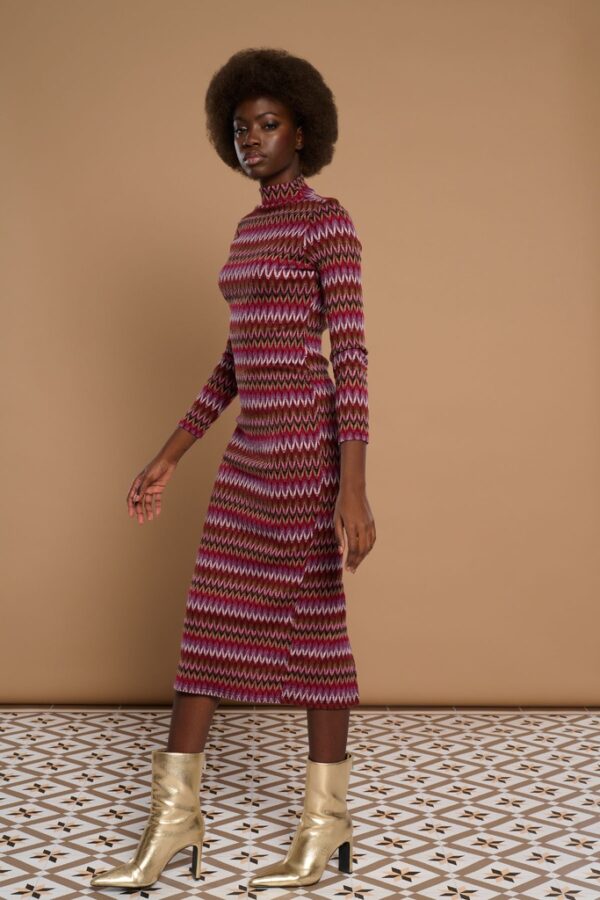 Vestido Midi de Punto Burdeos Roma - Imagen 2