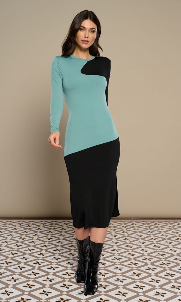 Vestido Bicolor Midi