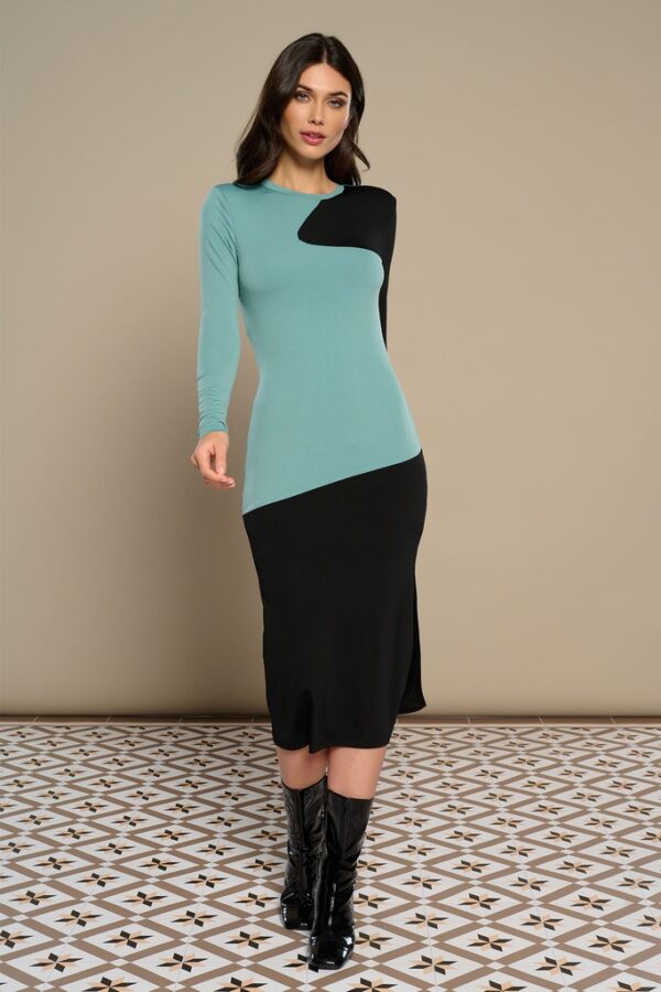 Vestido Bicolor Midi