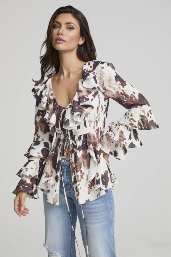 Blusa Fluida con Volantes Gypsy Cow - Imagen 2