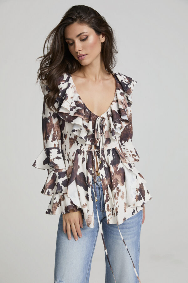 Blusa Fluida con Volantes Gypsy Cow - Imagen 3