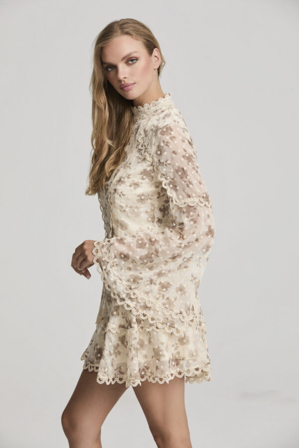 Vestido Corto Gasa Empolvado Plumeti - Imagen 2