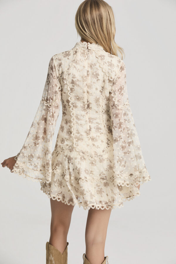 Vestido Corto Gasa Empolvado Plumeti - Imagen 3