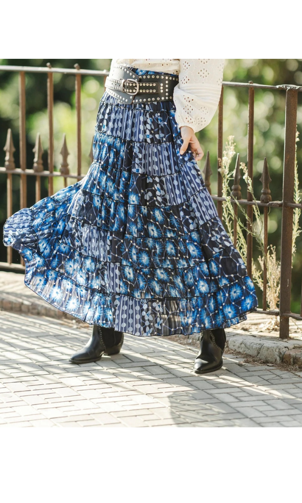 Falda Larga Delia Azul Eléctrico