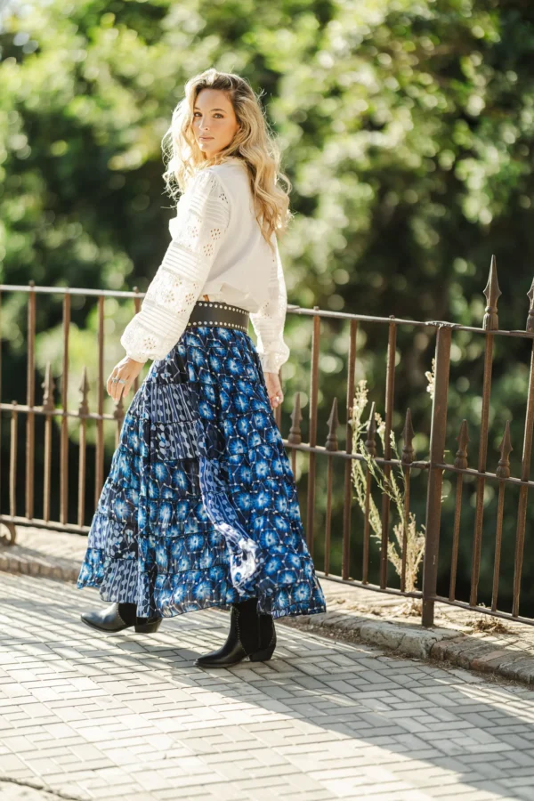Falda Larga Delia Azul Eléctrico - Imagen 2