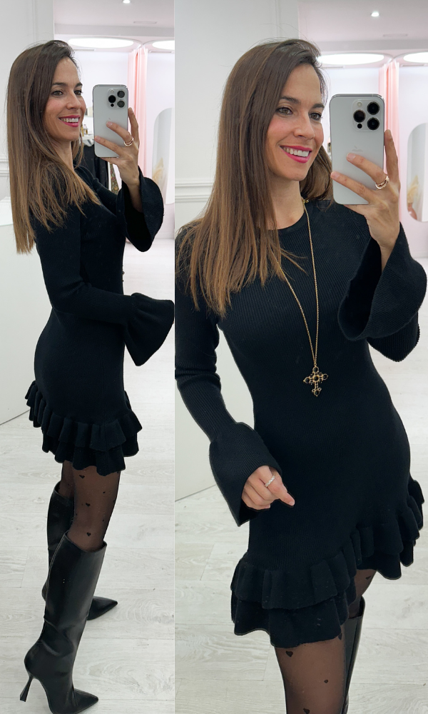 Vestido Negro Punto Meryl
