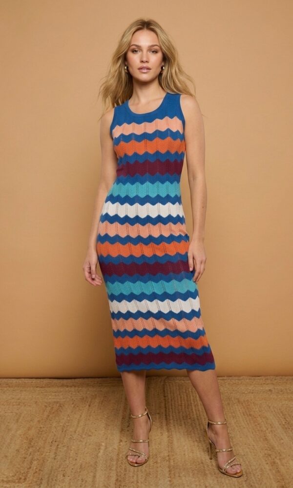 Vestido Midi Azul Maritim