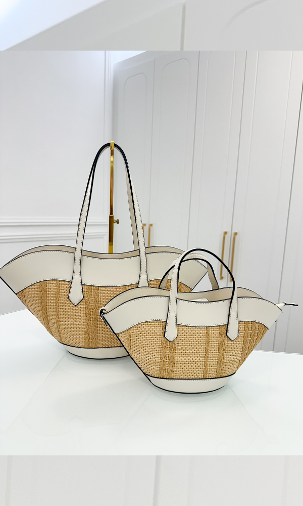 Bolso Mediano Rafia Piel