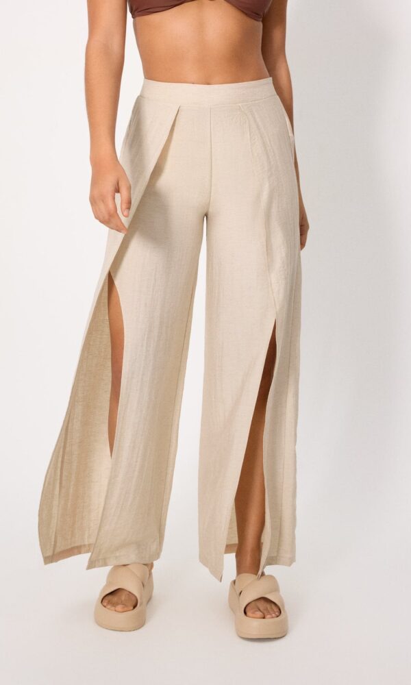 Pantalón Con Lino Aberturas