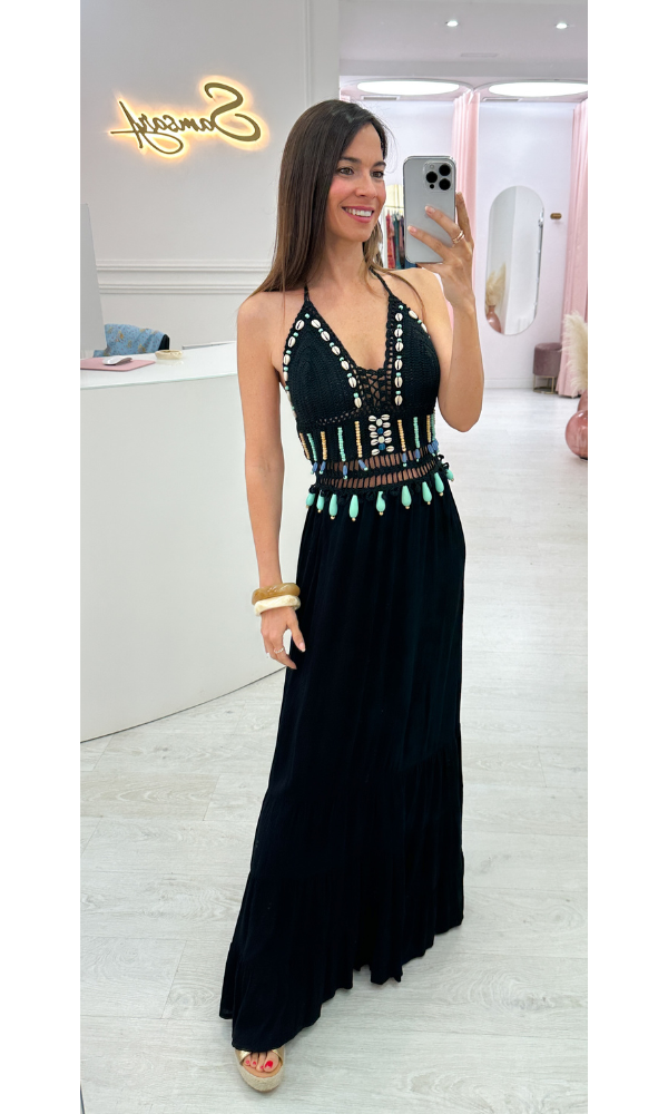 Vestido Crochet Negro