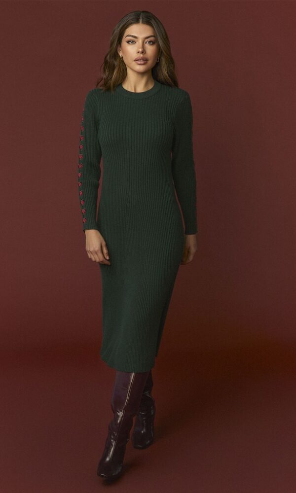 Vestido Punto Ajustado Midi Verde Evangelical